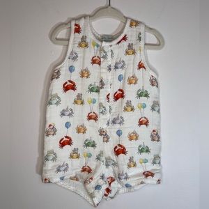 Nola Tawk Birthday Coastal Soft White Romper | Boys Size 12 to 18 Months